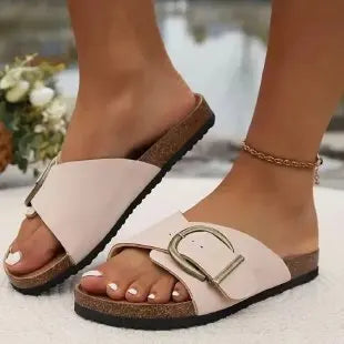 Elsie | Suede Band Buckle Slides