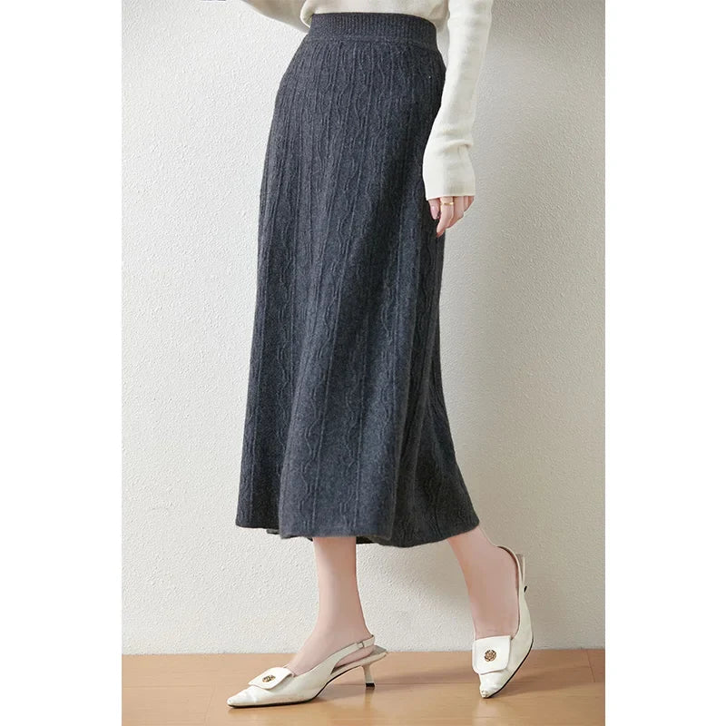 Olympia | Merino Wool Knit A-Line Skirt