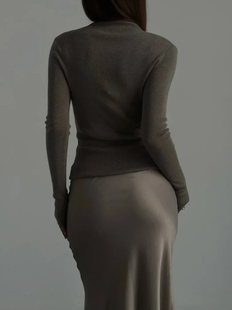Deborah | Fishtail Hem Satin Maxi Skirt