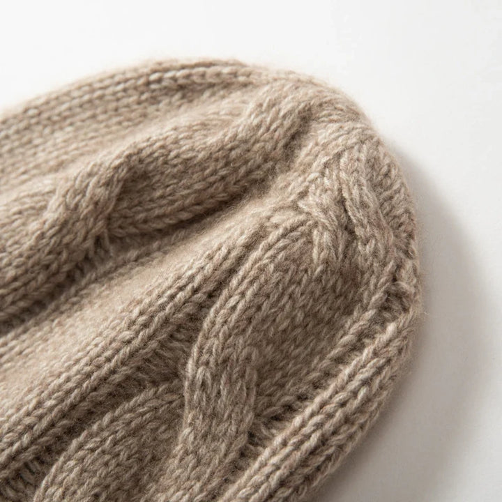100% Cashmere Cable Knit Beanie