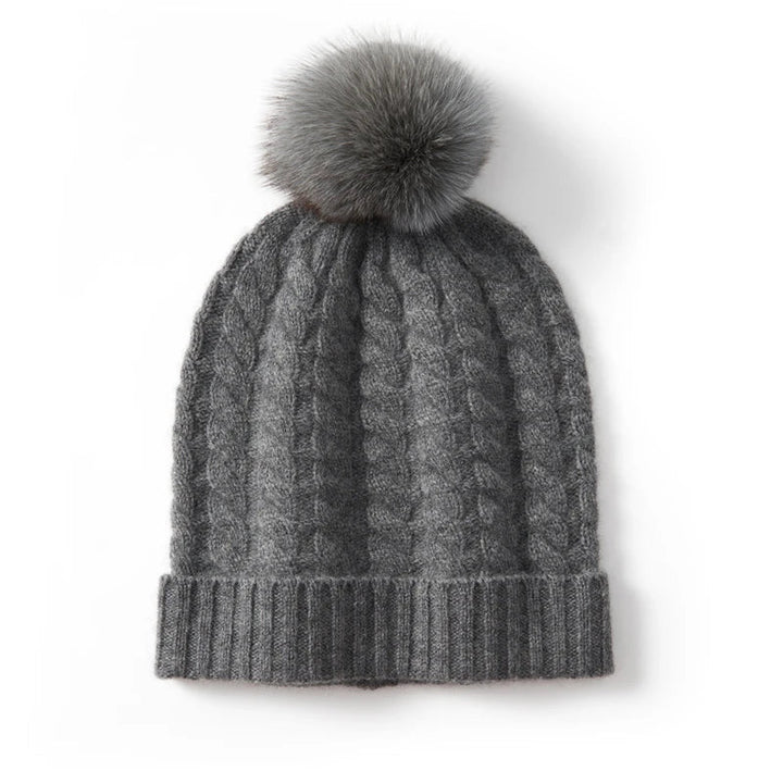 Fine Knit Cashmere Pom Beanie