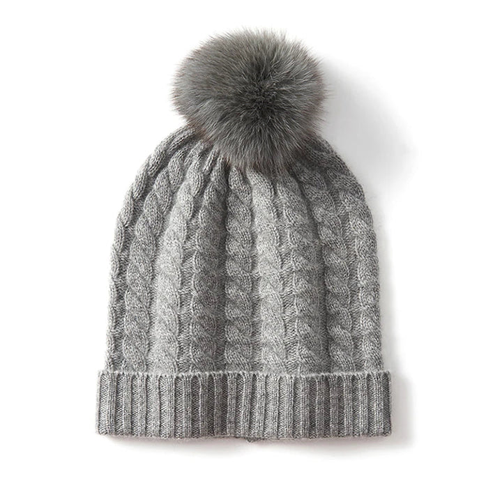 Fine Knit Cashmere Pom Beanie