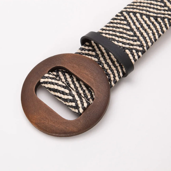 Woven Straw Belt, Wood Ring Buckle