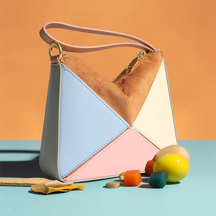 Faceted Panel Structured Handbag