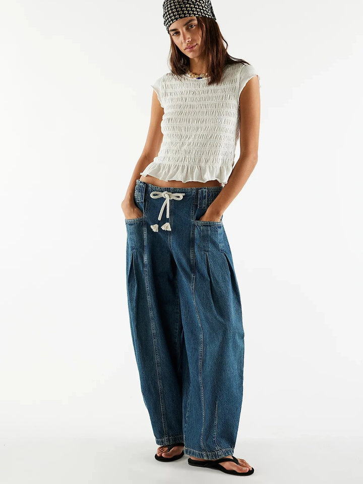 Julienne | Cotton Denim Drawstring Pants