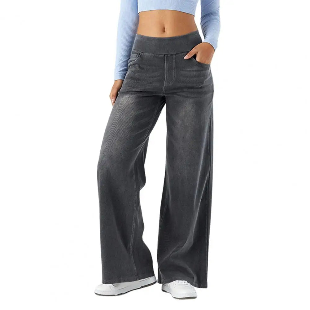 Michelle | Pull On Elastic Waist Wide Jeans