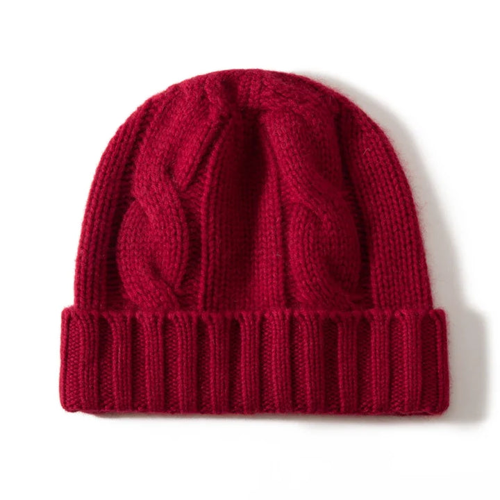 100% Cashmere Cable Knit Beanie