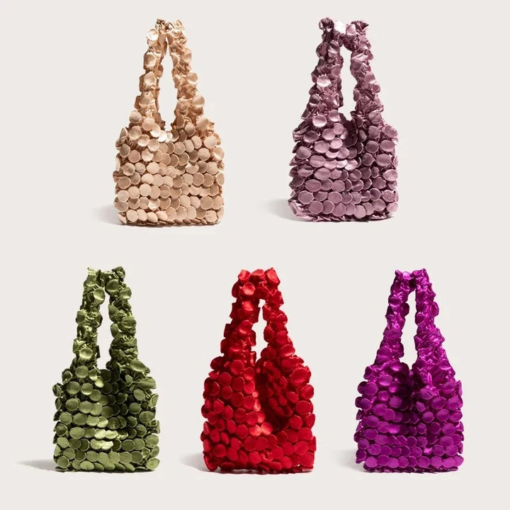 Ruched Bubble Tote, Long Shoulder Handles