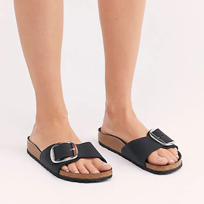 Gwen | Cork Footbed Suede Slides