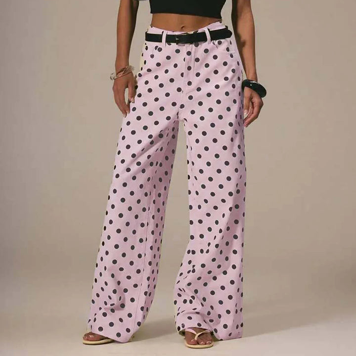 Paule | Polka Dot Cotton Wide Leg Trousers