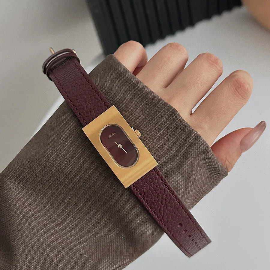 Brass Case Watch, Leather Strap