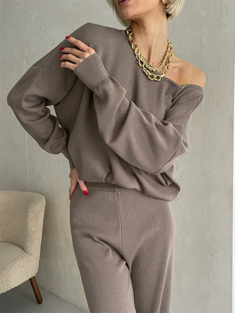 Irenee | Off Shoulder Knit Two Piece Set
