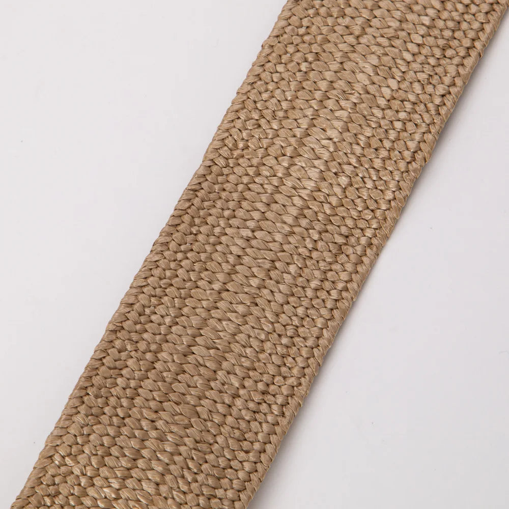 Woven Straw Belt, Wood Ring Buckle