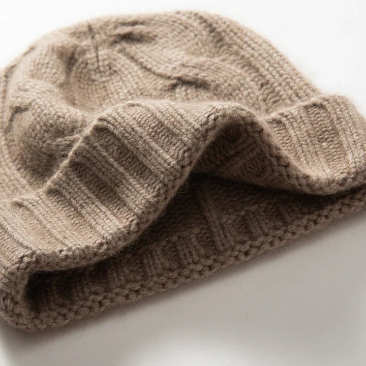 100% Cashmere Cable Knit Beanie