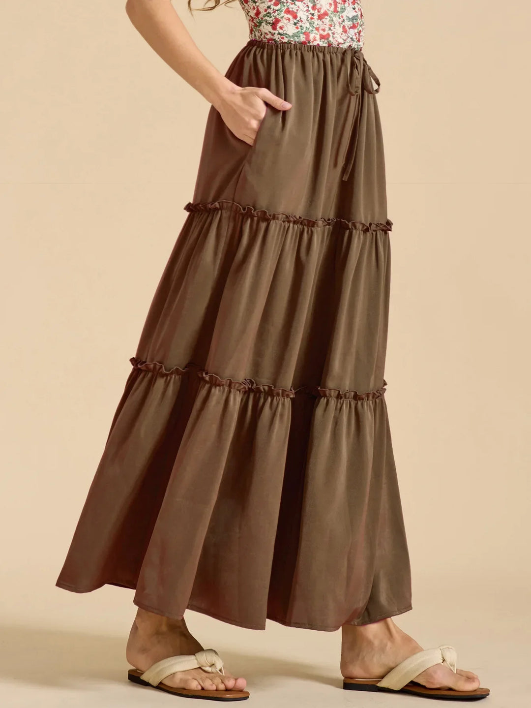 Vivian | 100% Cotton Drawstring Maxi Skirt