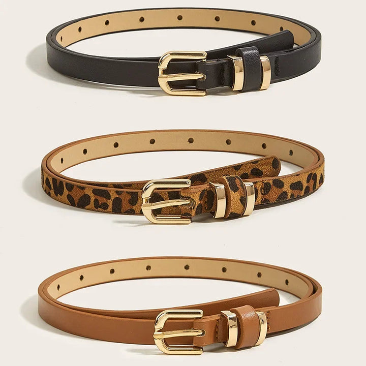 Leopard Print Leather Belt, 41 in