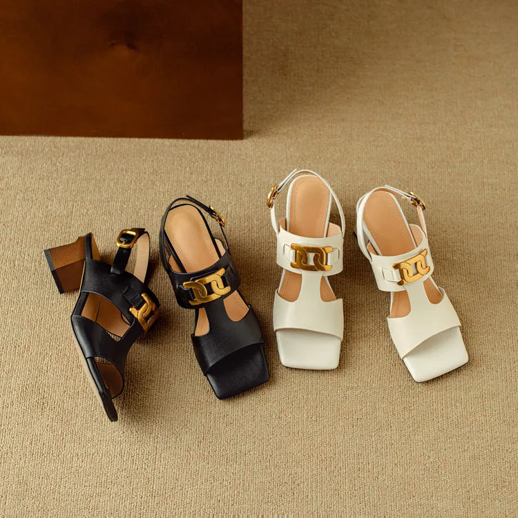 Hortensia | Chain Detail Block Heel Sandals
