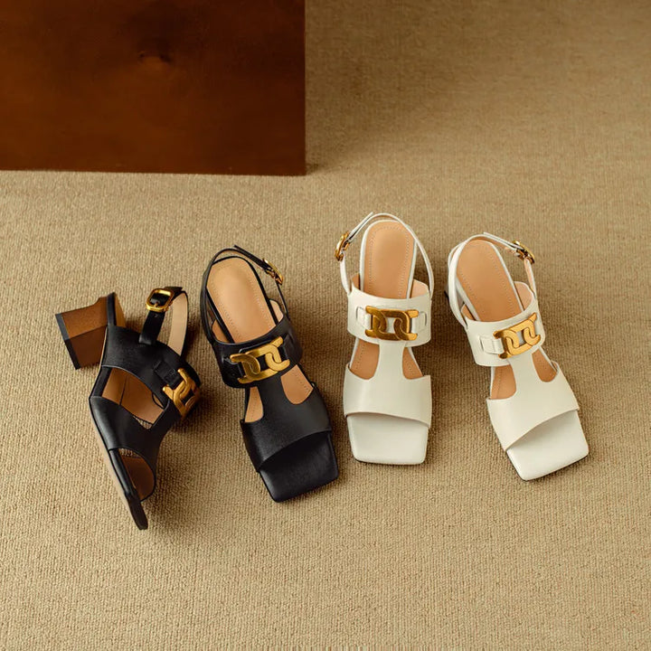 Hortensia | Chain Detail Block Heel Sandals