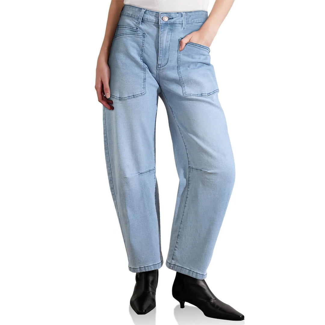 Sylviane | Structured Denim Barrel Leg Jeans