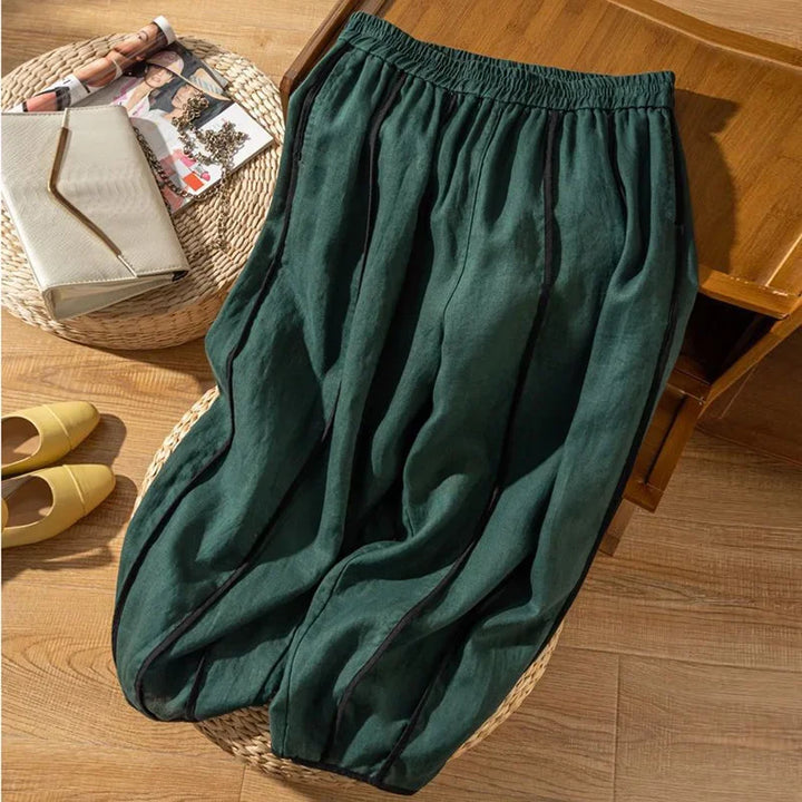 Muguette | Striped Linen Blend Wide Leg Pants