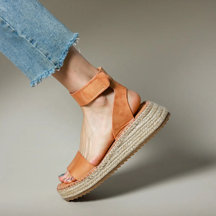 Zulma | Leather Strap Platform Espadrilles
