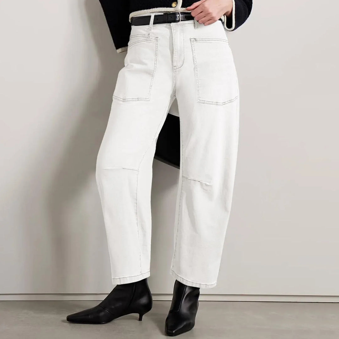 Sylviane | Structured Denim Barrel Leg Jeans