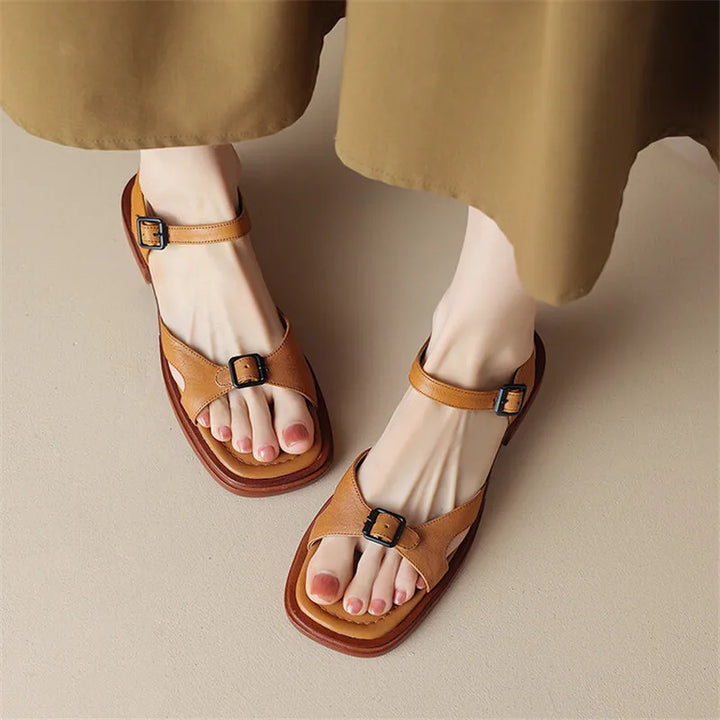 Marianna | Cow Leather Low Block Heel Sandals