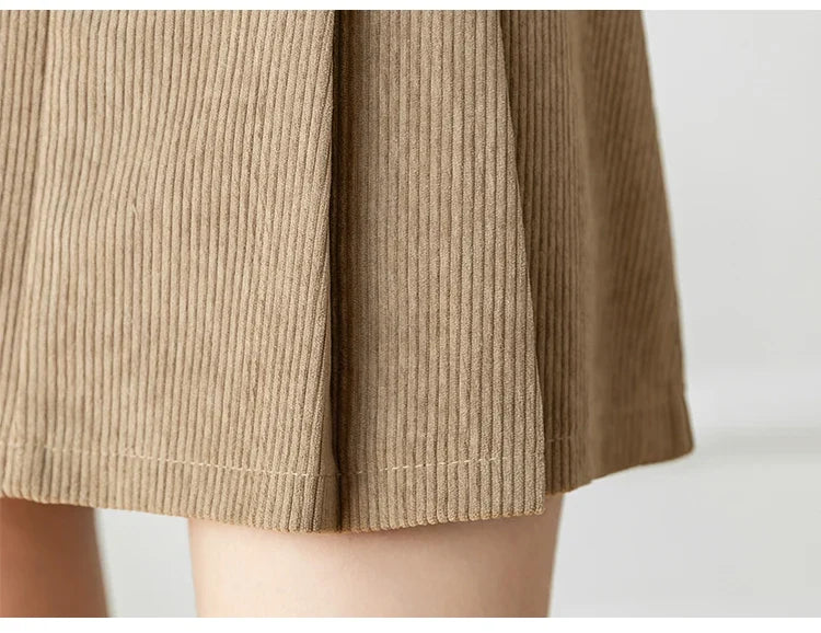 Gaetane | Pleated Corduroy Mini Skirt