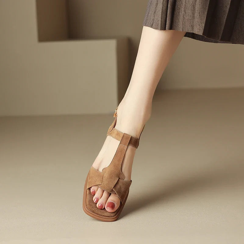 Joyce | Suede T-Strap Block Heels