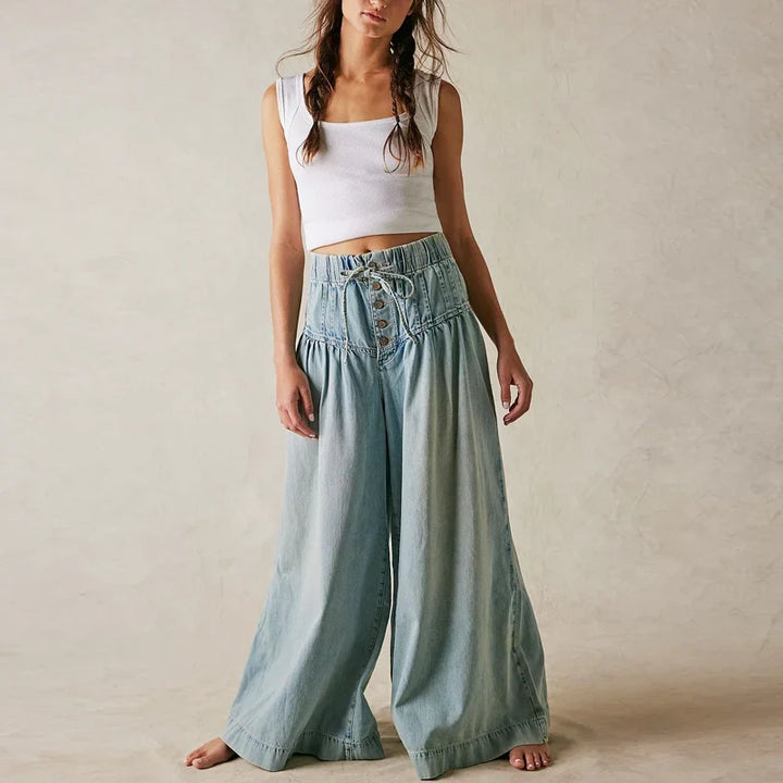 Lucia | Cotton Chambray Wide Leg Pants