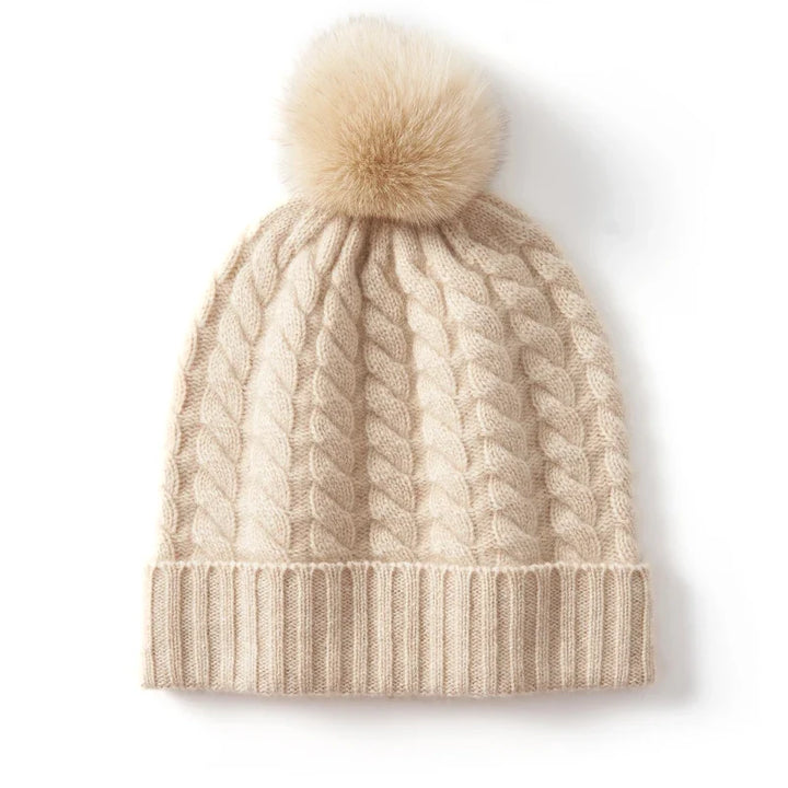 Fine Knit Cashmere Pom Beanie