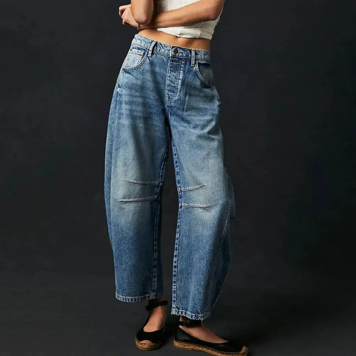 Malvine | Barrel Leg Cotton Denim Jeans