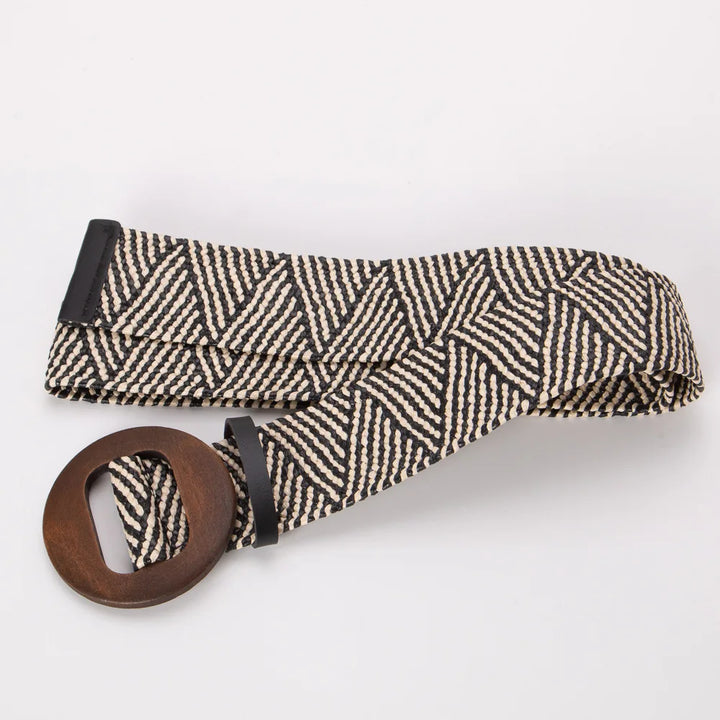 Woven Straw Belt, Wood Ring Buckle