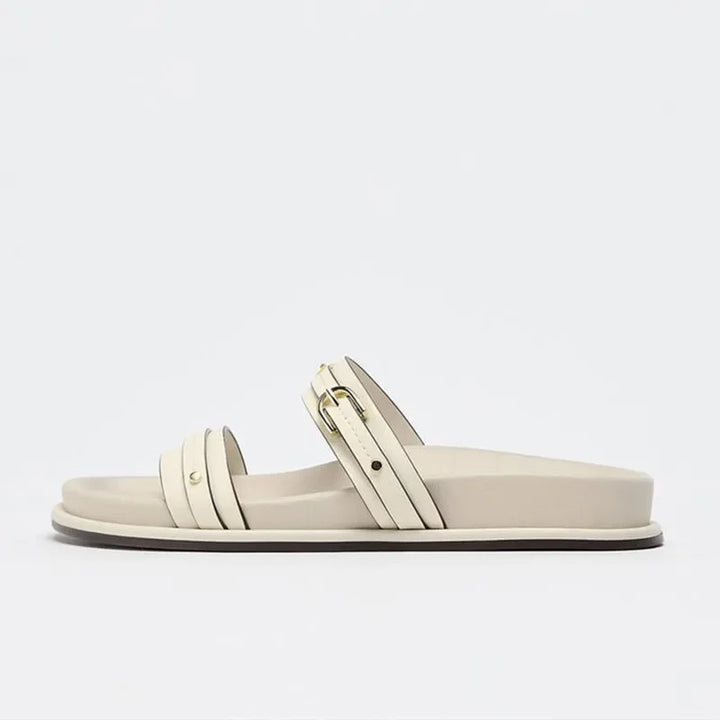 Fleurange | Dual Strap Flat Sandals