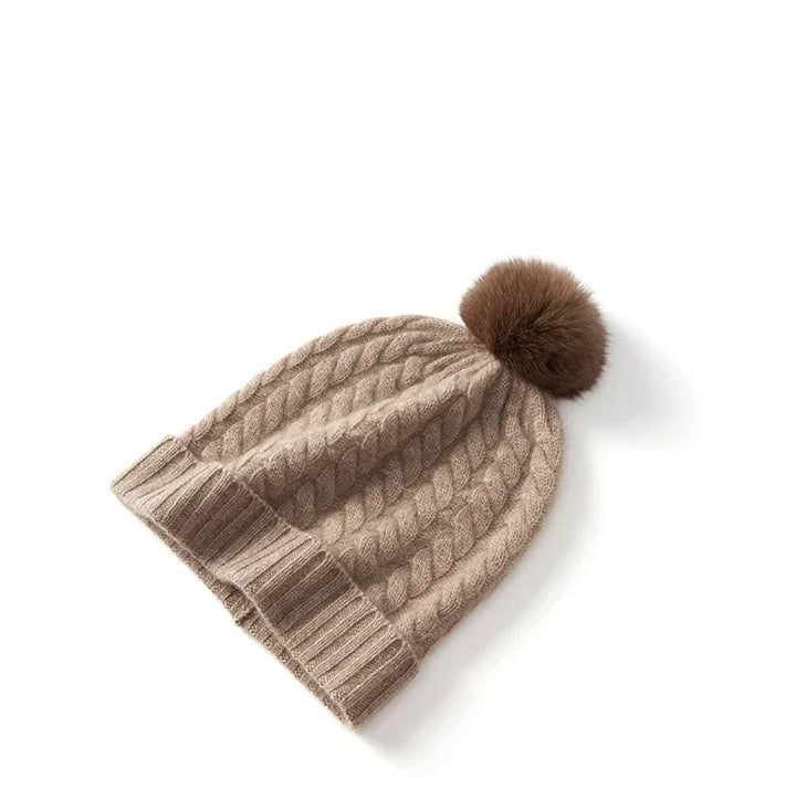 Fine Knit Cashmere Pom Beanie