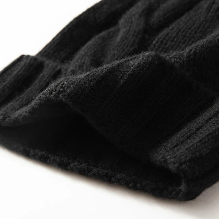100% Cashmere Cable Knit Beanie