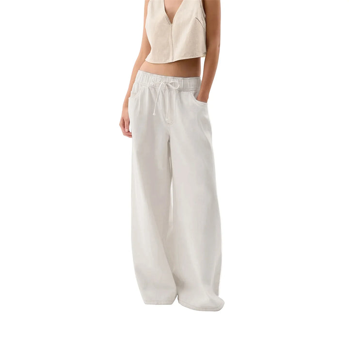 Mariange | Drawstring Wide Leg Denim Jeans