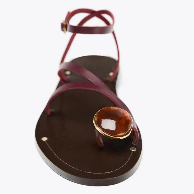 Lenora | Stone Set Ankle Strap Sandals