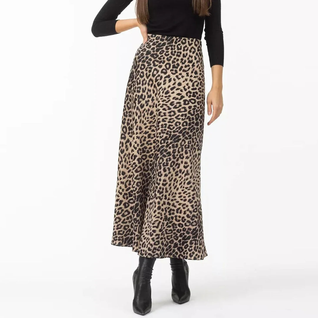 Alexandrine | Leopard Print Satin Skirt