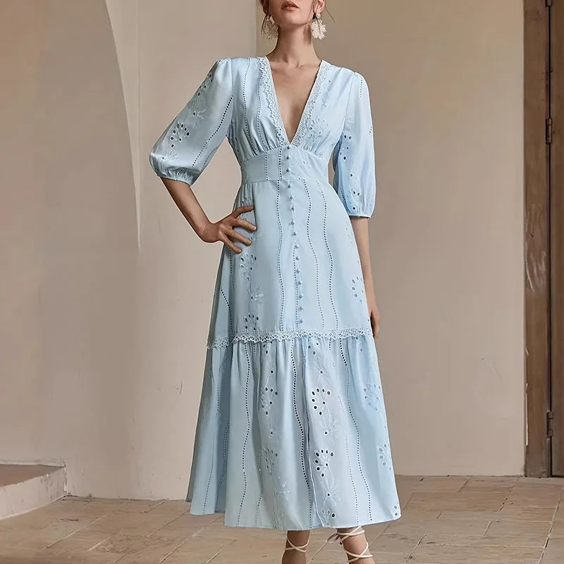 Ursule | Knife Pleat High Waist Maxi Dress