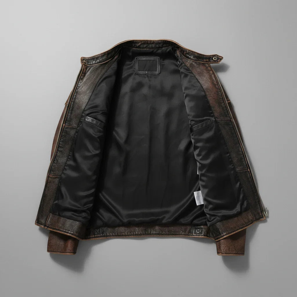 Alphege | Cotton Lined Leather Jacket