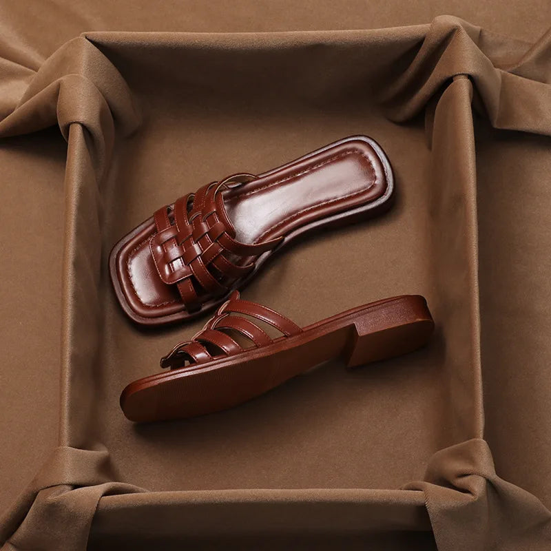 Andreanne | Hand Woven Square Toe Slides