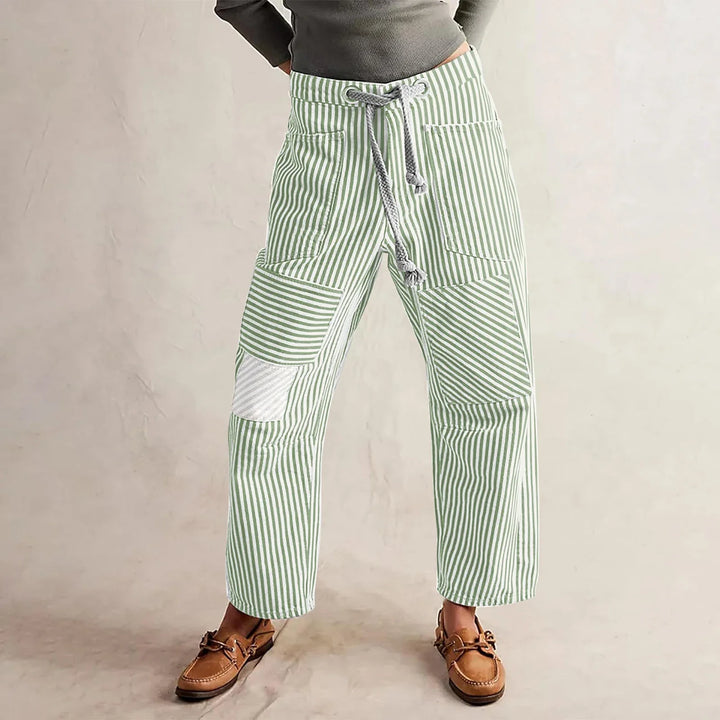 Oralie | Striped Cotton Linen Trousers