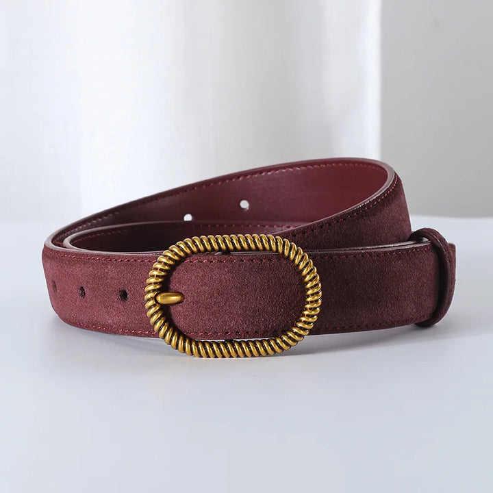 Suede Belt, Twisted Gold Buckle, 100 cm