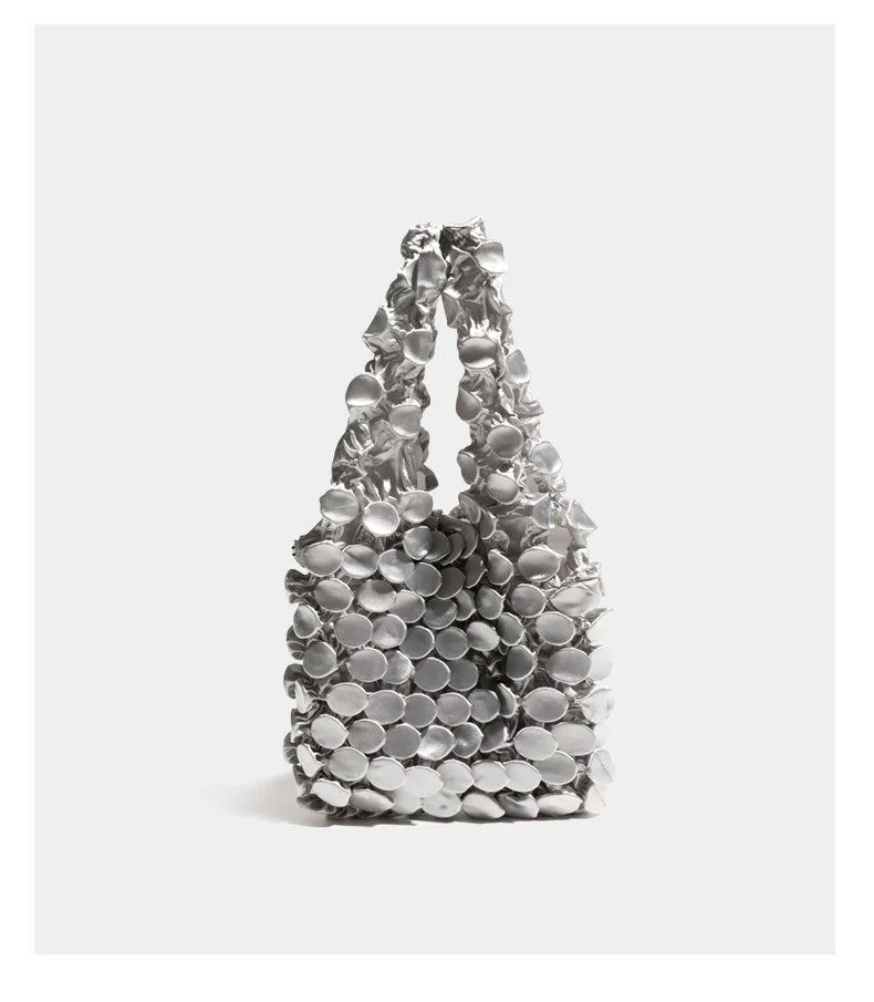 Ruched Bubble Tote, Long Shoulder Handles