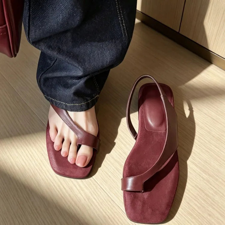 Lois | Toe Post Leather Flat Sandals