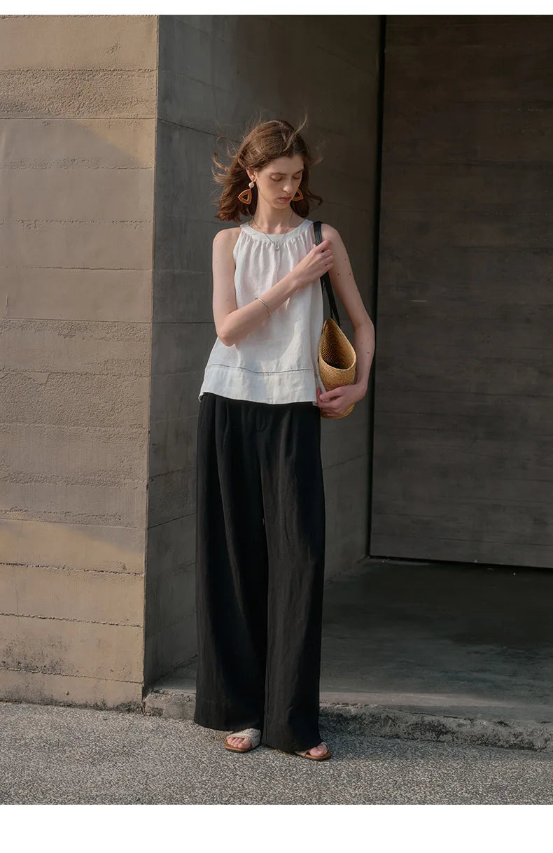 Valentina | Deep Pleated Linen Blend Pants