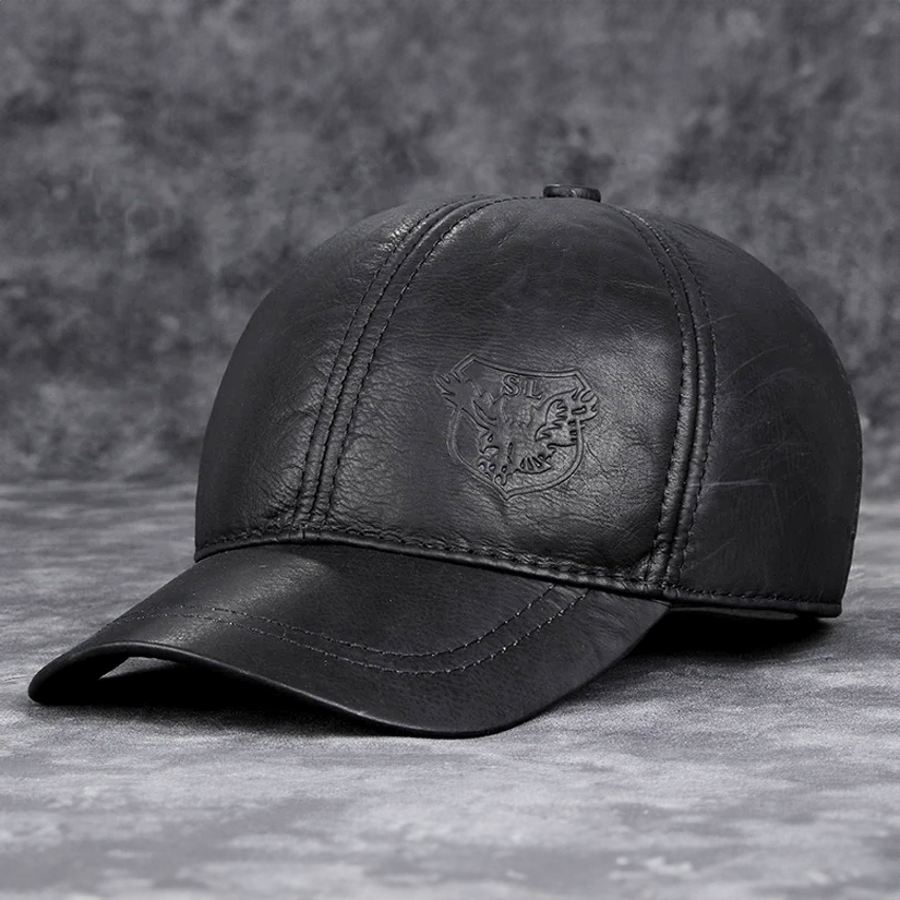 Panelled Leather Flat Cap