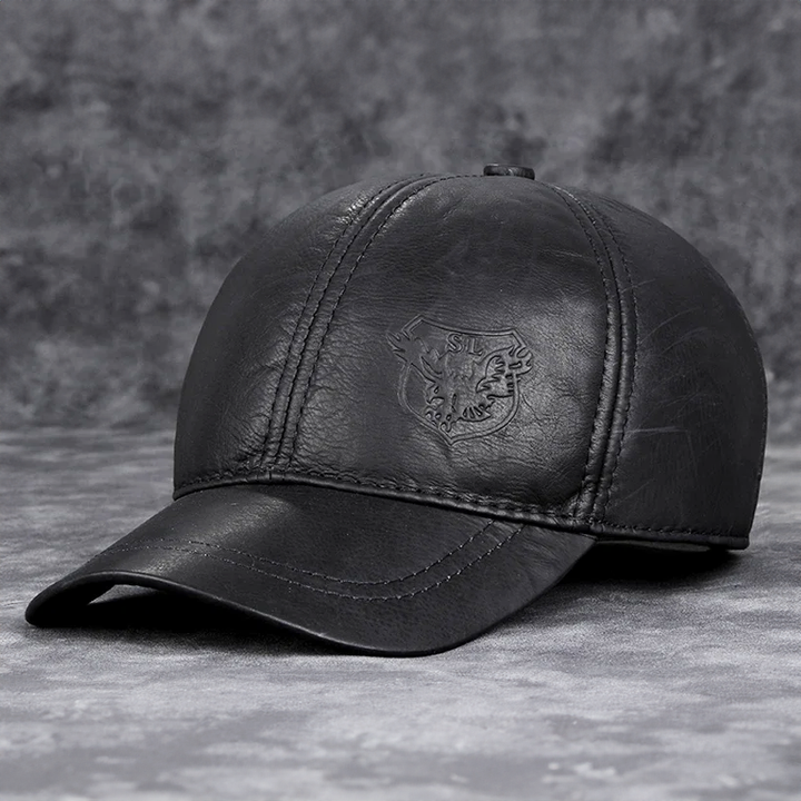 Panelled Leather Flat Cap