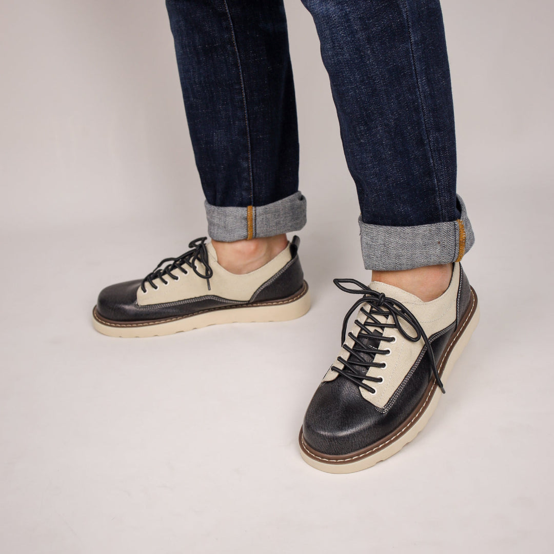 Célestin | Leather Canvas Lace-Up Sneakers